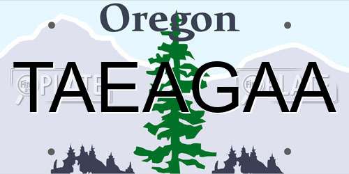 TAEAGAA Oregon License Plate