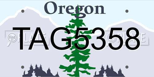 TAG5358 Oregon License Plate