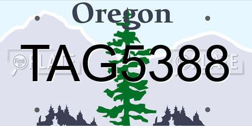 TAG5388 Oregon License Plate