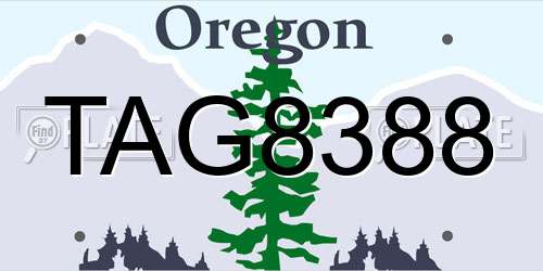 TAG8388 Oregon License Plate