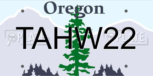 TAHW22 Oregon License Plate