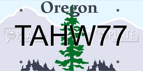 TAHW77 Oregon License Plate