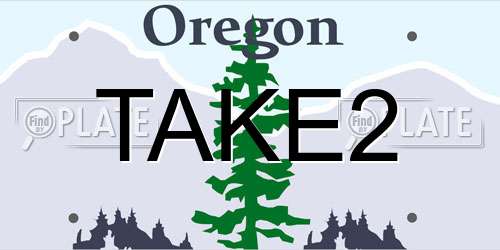 TAKE2 Oregon License Plate