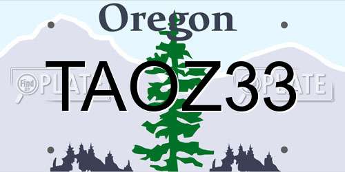 TAOZ33 Oregon License Plate