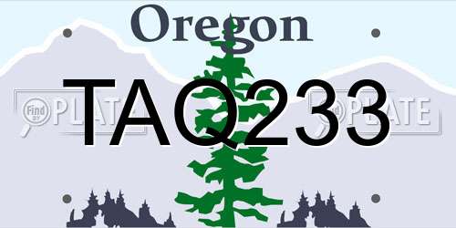 TAQ233 Oregon License Plate