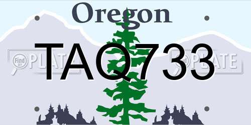 TAQ733 Oregon License Plate