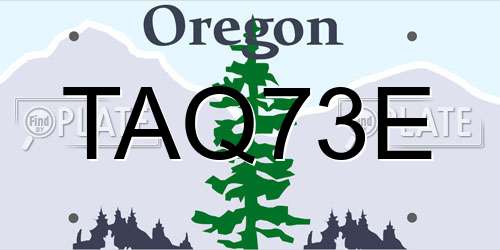 TAQ73E Oregon License Plate