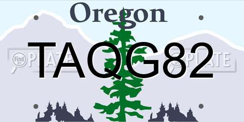 TAQG82 Oregon License Plate