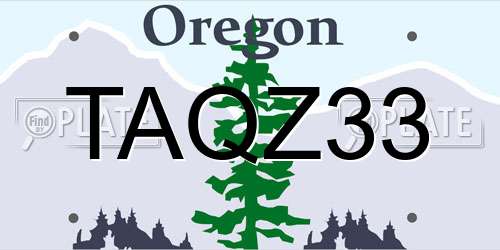 TAQZ33 Oregon License Plate