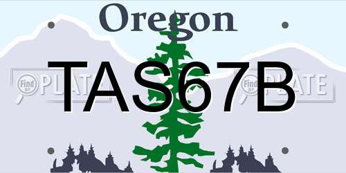TAS67B Oregon License Plate