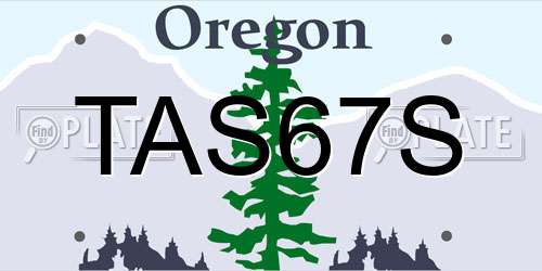 TAS67S Oregon License Plate