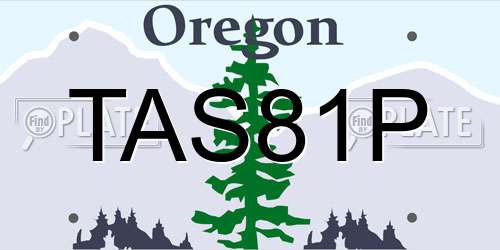 TAS81P Oregon License Plate