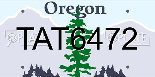 TAT6472 Oregon License Plate