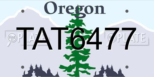 TAT6477 Oregon License Plate