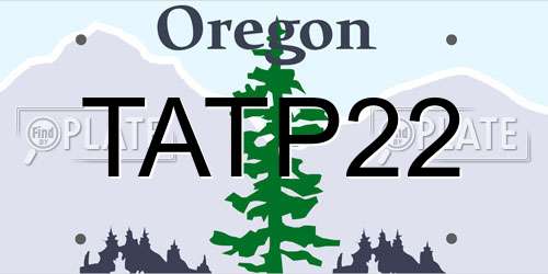 TATP22 Oregon License Plate