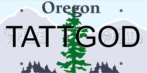 TATTGOD Oregon License Plate