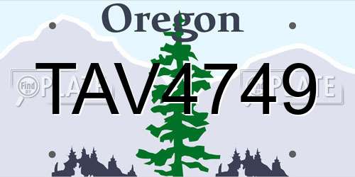 TAV4749 Oregon License Plate