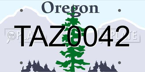 TAZ0042 Oregon License Plate