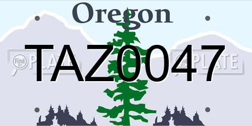 TAZ0047 Oregon License Plate