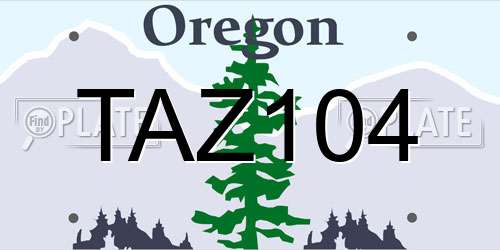 TAZ104 Oregon License Plate