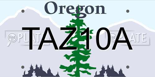 TAZ10A Oregon License Plate