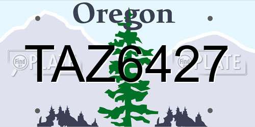 TAZ6427 Oregon License Plate
