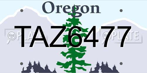 TAZ6477 Oregon License Plate