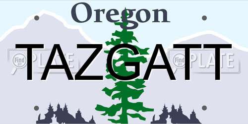 TAZGATT Oregon License Plate