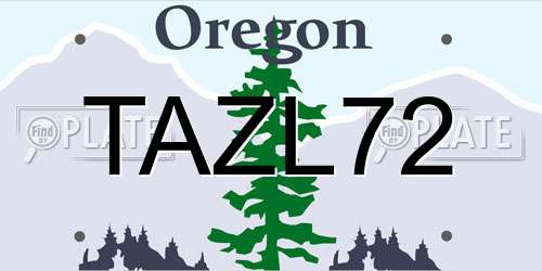 TAZL72 Oregon License Plate