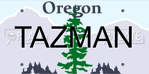 TAZMAN Oregon License Plate