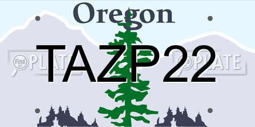 TAZP22 Oregon License Plate
