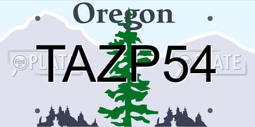 TAZP54 Oregon License Plate