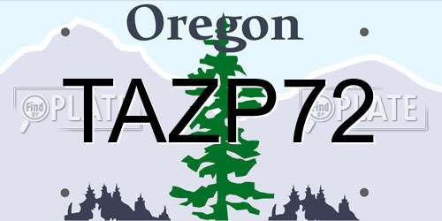 TAZP72 Oregon License Plate