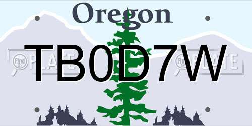 TB0D7W Oregon License Plate