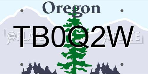TB0Q2W Oregon License Plate