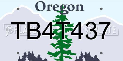 TB4T437 Oregon License Plate