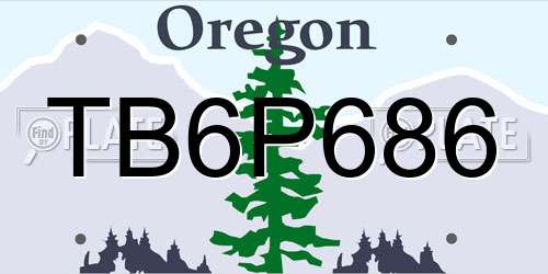 TB6P686 Oregon License Plate