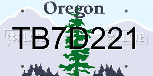 TB7D221 Oregon License Plate
