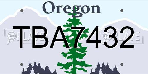 TBA7432 Oregon License Plate