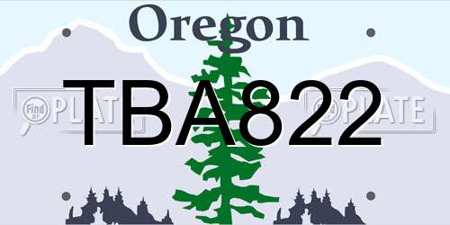 TBA822 Oregon License Plate