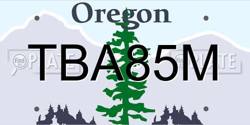 TBA85M Oregon License Plate