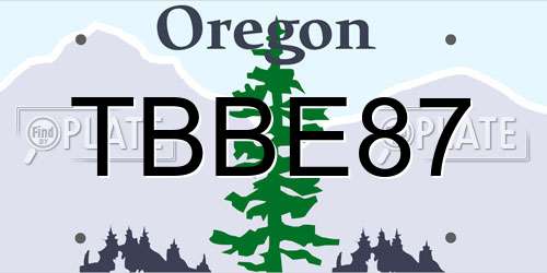 TBBE87 Oregon License Plate