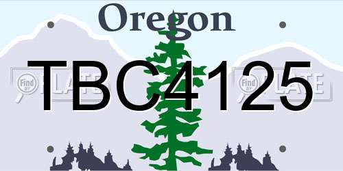 TBC4125 Oregon License Plate