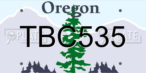 TBC535 Oregon License Plate