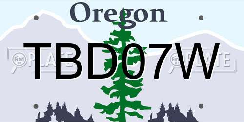 TBD07W Oregon License Plate