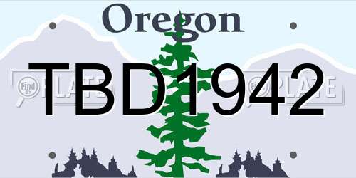 TBD1942 Oregon License Plate