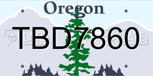 TBD7860 Oregon License Plate