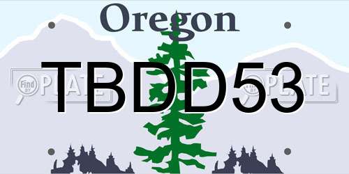 TBDD53 Oregon License Plate