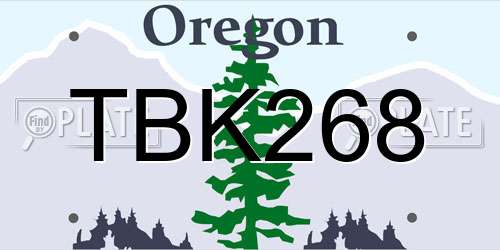 TBK268 Oregon License Plate