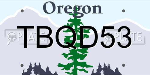 TBQD53 Oregon License Plate